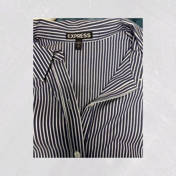 Express Striped Peplum Button Down - Picture 2 of 3